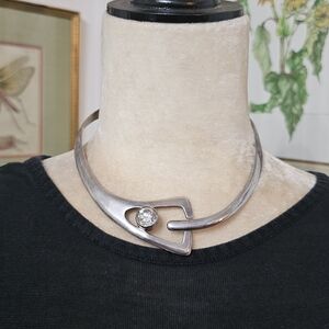 Sterling Silver Faceted Cubic Zirconia Open Clasp Necklace